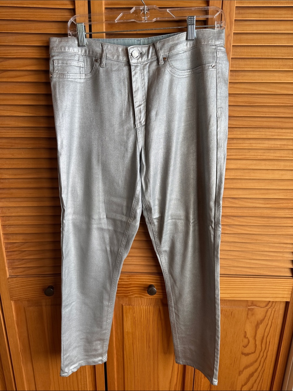 Elie Tahari Metallic Silver Jeans